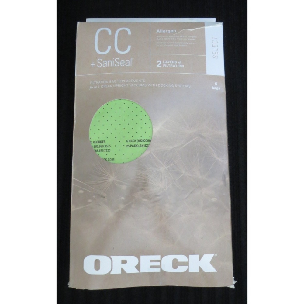 Oreck CC SaniSeal AK1CC6A Allergen‎ Filtration Vacuum 8 Bags